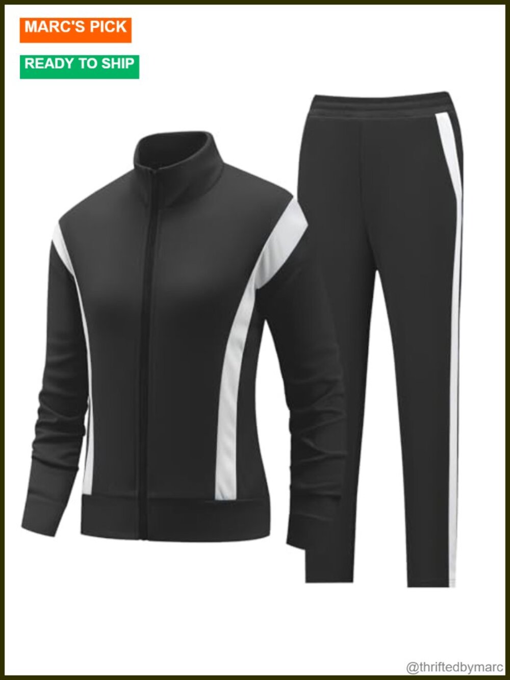 Womens 2 Piece Sweatsuit Zip Up Jacket Wide Leg Jogger Set Polyester Spandex